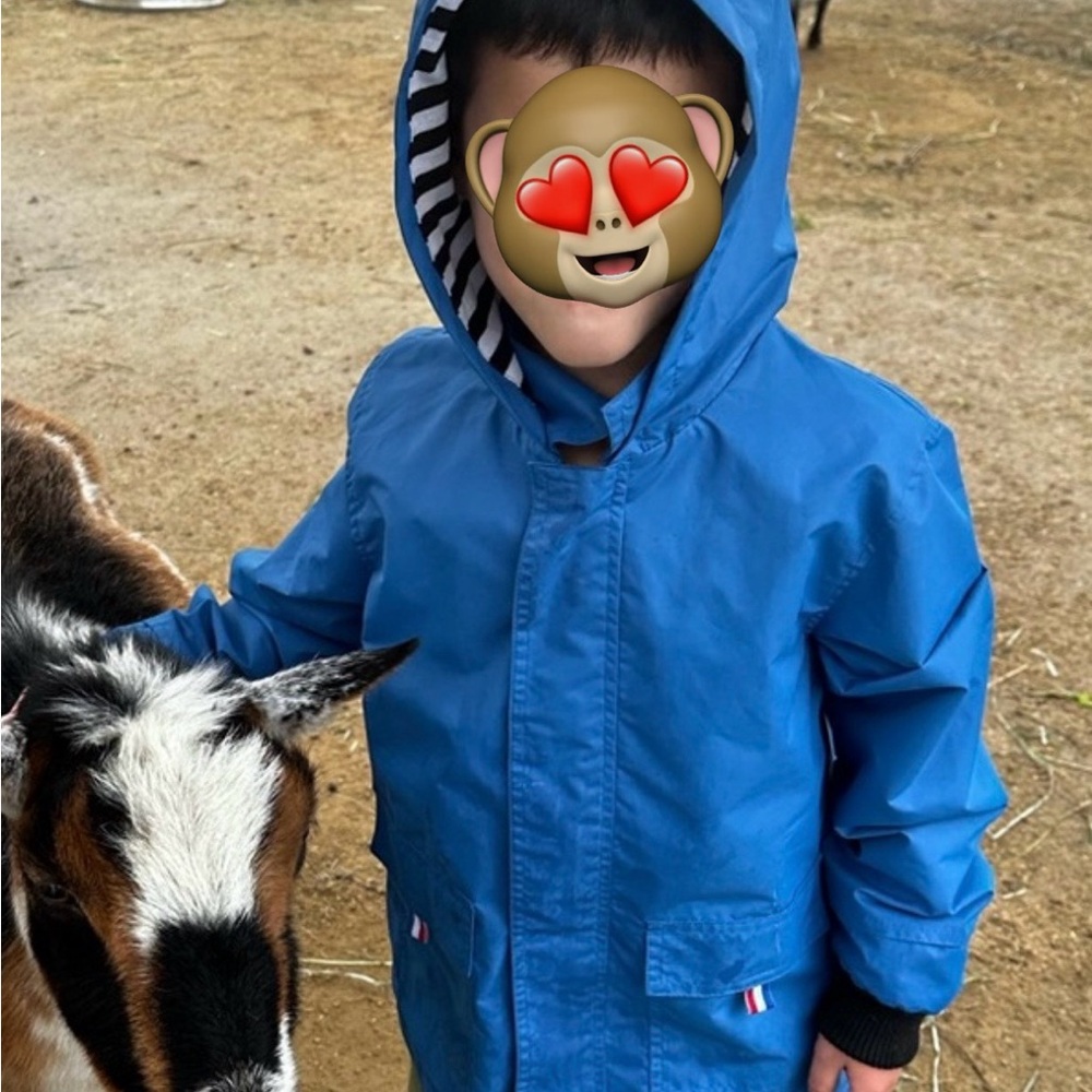 Blue Hooded Raincoat